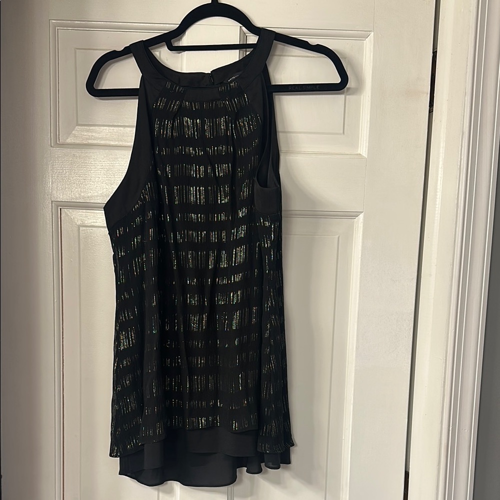 White House Black Market Asymmetrical Black Tank Top